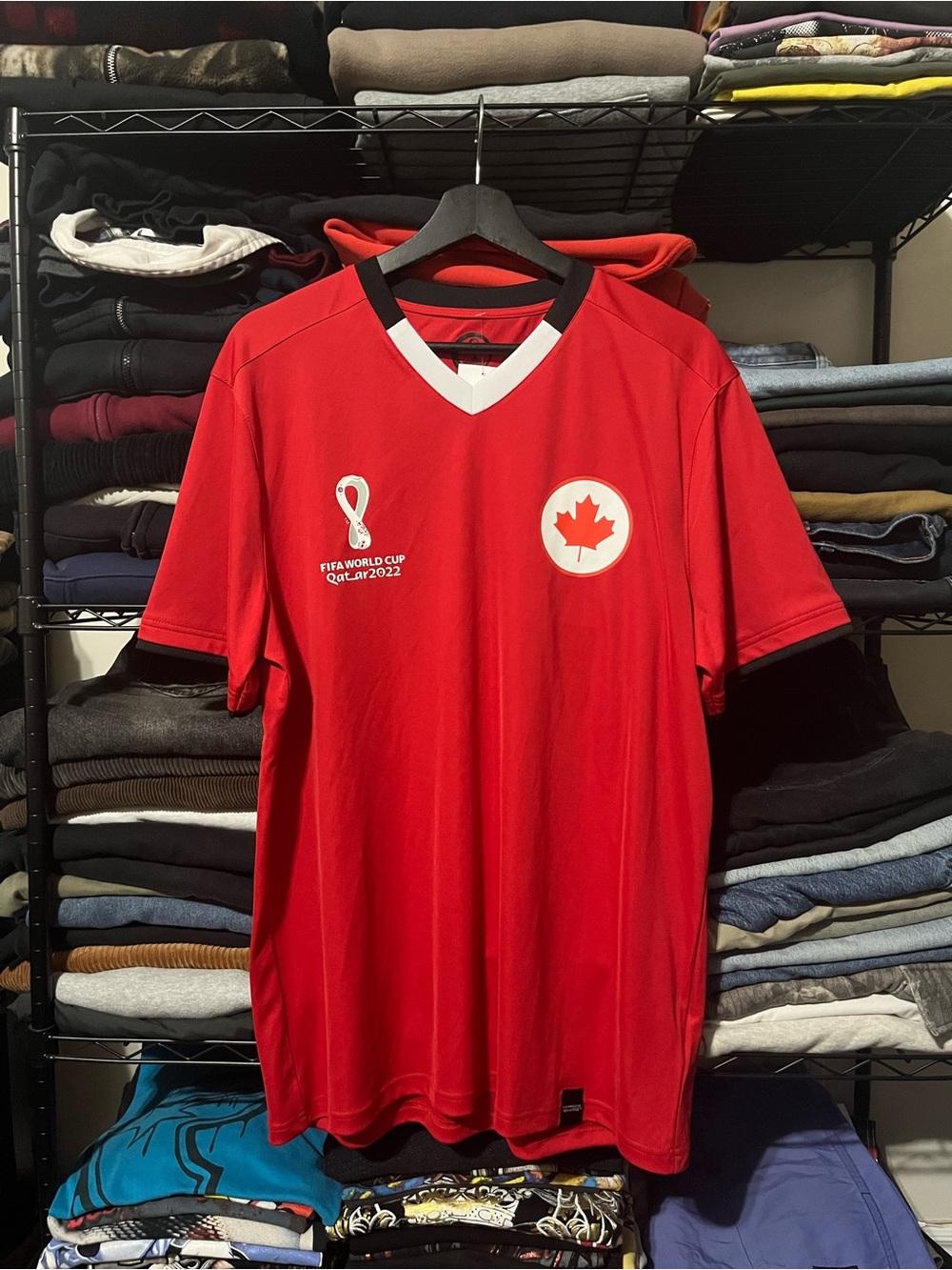 Men's Red Canada Soccer Jersey with White Trim
